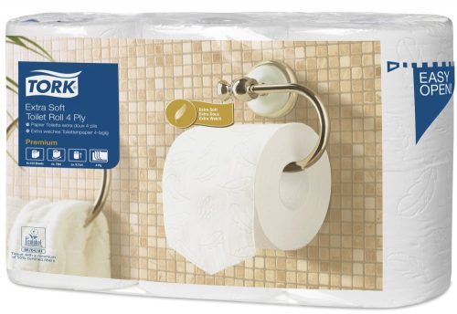 Tork Premium Extra Soft kleine Rollen Toilettenpapier (T4), 4-lagig, 6 Rollen/Paket