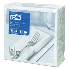   Tork Soft fehér Dinner szalvéta, 1/8 hajtogatás, 100 db/csomag, 12 csomag/karton