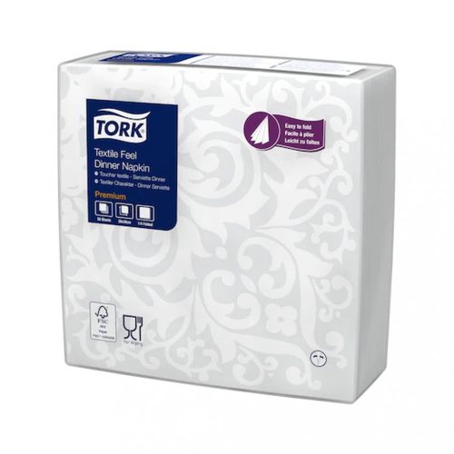 Tork Premium Textile Feel Elegance Dinner textilhatású szalvéta, 50 db/csomag, 12 csomag/karton