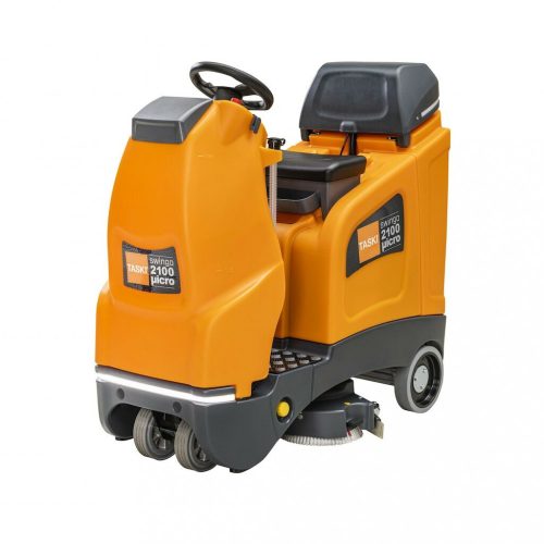 TASKI swingo 2100µicro BMS akkumulátor üzemű, kisméretű ráülős súrológép, szegély menti tisztítási funkcióval