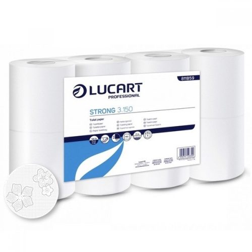 WC-papír, Lucart Strong 3.150, 3 réteg, 150 lapos kistekercses toalettpapír, 64 tekercs/zsák