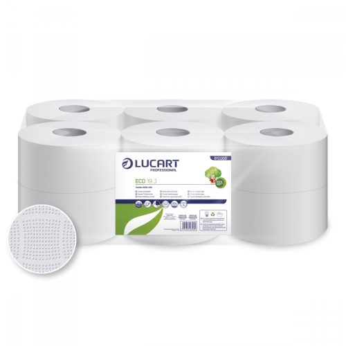 Midi toalettpapír, Lucart Eco 19 J, 19 cm átmérő, 2 réteg, 12 tekercs/csomag