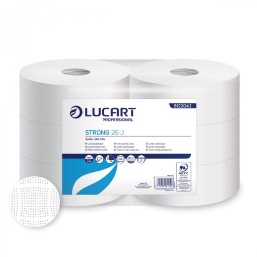 Midi toalettpapír, Lucart Strong 26 J, 26 cm átmérő, 2 réteg, fehér, 6 tekercs/csomag