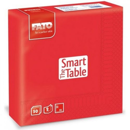 FATO Smart Table 33x33 szalvéta, 2 rétegű, piros, 1/4-es hajtás, 50 lap/csomag