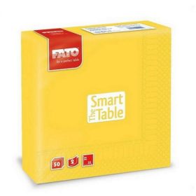   FATO Smart Table 33x33 szalvéta, 2 rétegű, sárga, 1/4-es hajtás, 50 lap/csomag