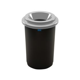   Plafor ECO kerek, henger szemetes 50L fekete színű, ezüst tetővel