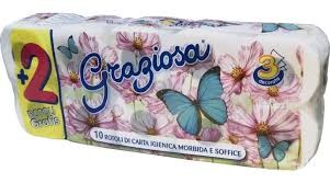 Graziosa 3 rétegű toalettpapír, 10 tekercs/csomag