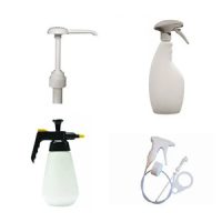 Leere Flasche, Düse, Pumpe usw.